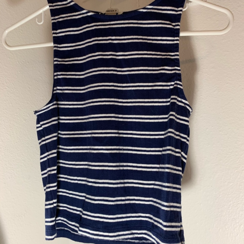 forever 21 striped navy crop top
